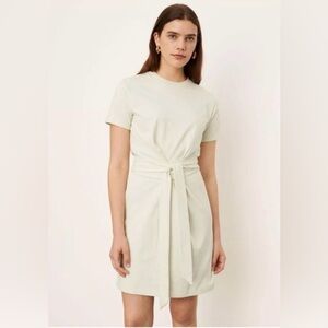 VINCE. 100% Cotton Front Tie Dress Short Sleeve Cream Mini Dress Size M